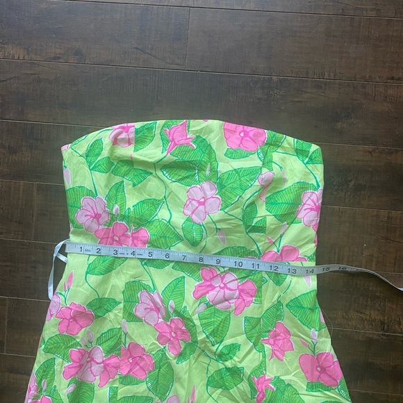 Vintage Lily Pulitzer Sabrina Pink and Pistachio green strapless dress - Picture 4 of 10